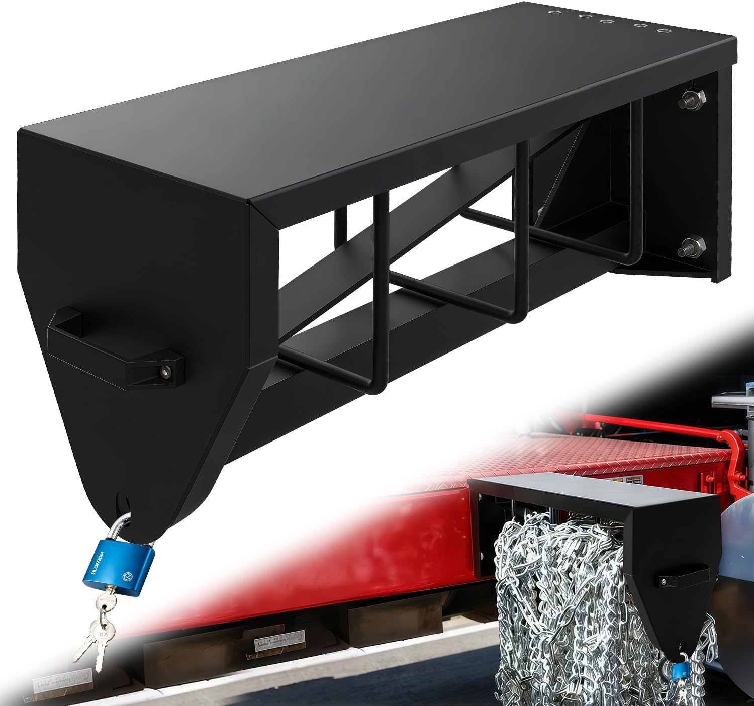 Heavy-Duty Lockable Wall-Mounted Chain Rack, Trailer Chain Holder & Towing Chain Organizer for Semi Trucks, Secure Chain Storage for Trucks & Trailers