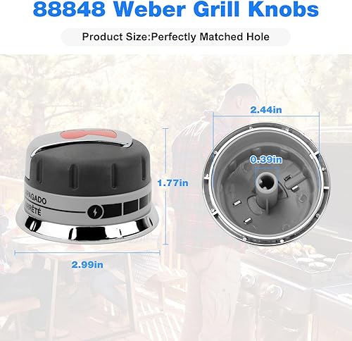 Miniatura 5 de 88848 Pomos para quemador de parrilla de gas, perillas Weber Genesis para parrilla de repuesto Weber Genesis serie 300 (2011-2016) parrillas de gas