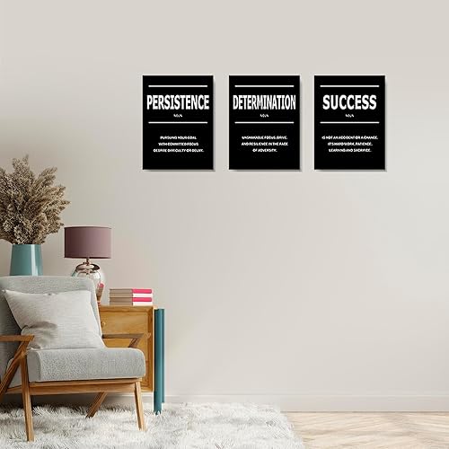 Miniatura 8 de LMGOV Decoración motivacional de pared de oficina, arte de pared de éxito de 12 x 16 pulgadas para hombres, pintura en lienzo blanco y negro para