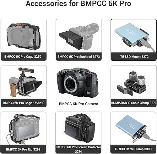 Miniatura 6 de SMALLRIG SSD Mount Bracket SSD Holder for Samsung T5/T7 SSD, SanDisk SSD, SanDisk SSD T5/T7, Compatible Cage for BMPCC 6K Pro - 3272