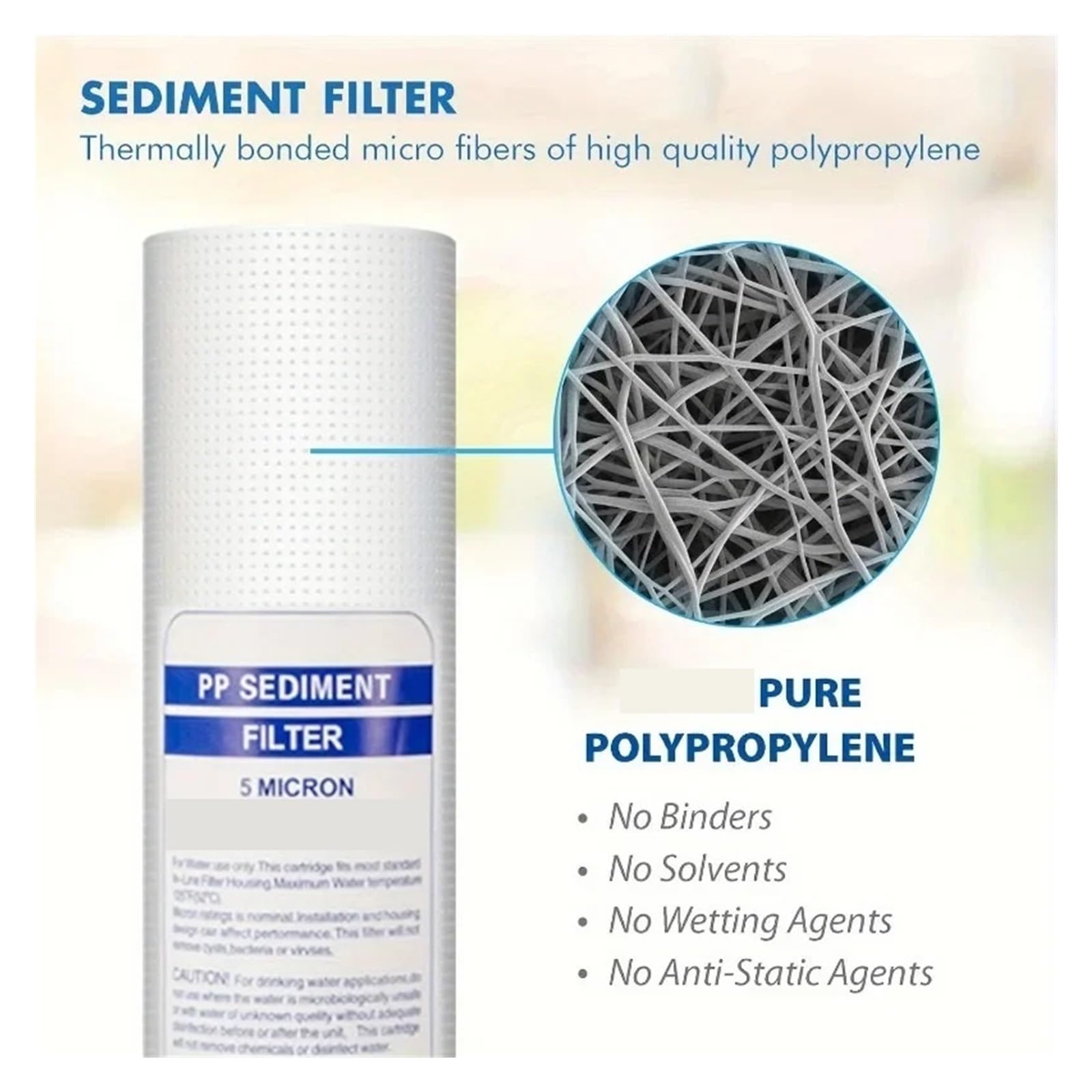 Elemento filtrante de algodón PP, 5 micras, 10" x 2,5", | Cartucho de repuesto for filtro de agua for toda la casa(4Pcs)