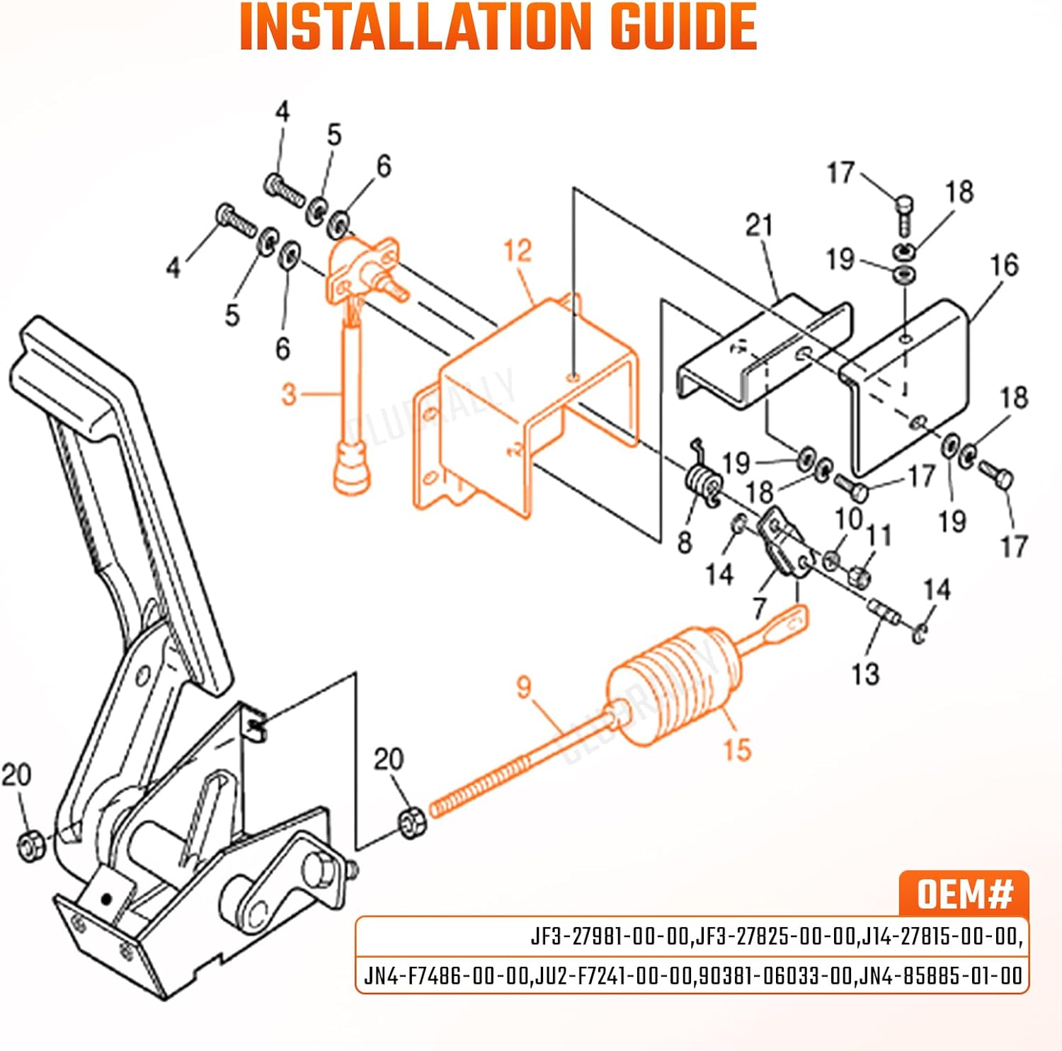 Accelerator Throttle Box Assembly Kit Compatible with Yamaha G14/G16 Electric Golf Cart, Replaces OEM# JF3-27981-00-00, JN4-85885-01-00, JU2-F7241-00-00, JN4-F7486-00-00