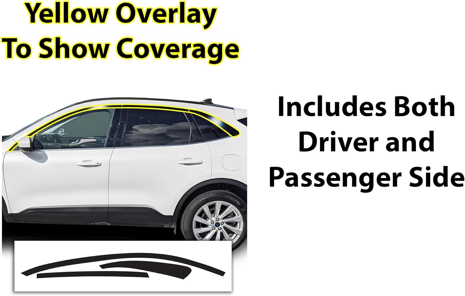 BOGAR TECH DESIGNS Side Window Chrome Delete Overlay Compatible with Ford Escape 2020-2025, Gloss Black