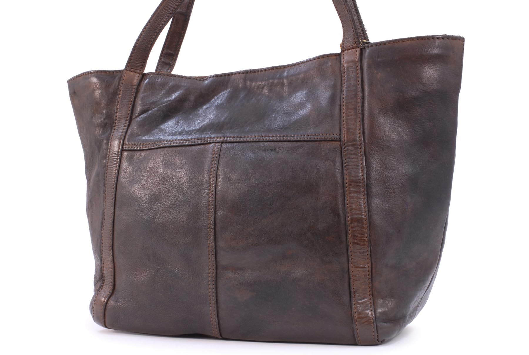 Catwalk Collection Handbags - Grande Tote Bag in Pelle Washed - Borsa a Spalla Donna - Borsa a Mano Formato A4 da Lavoro - Hazel