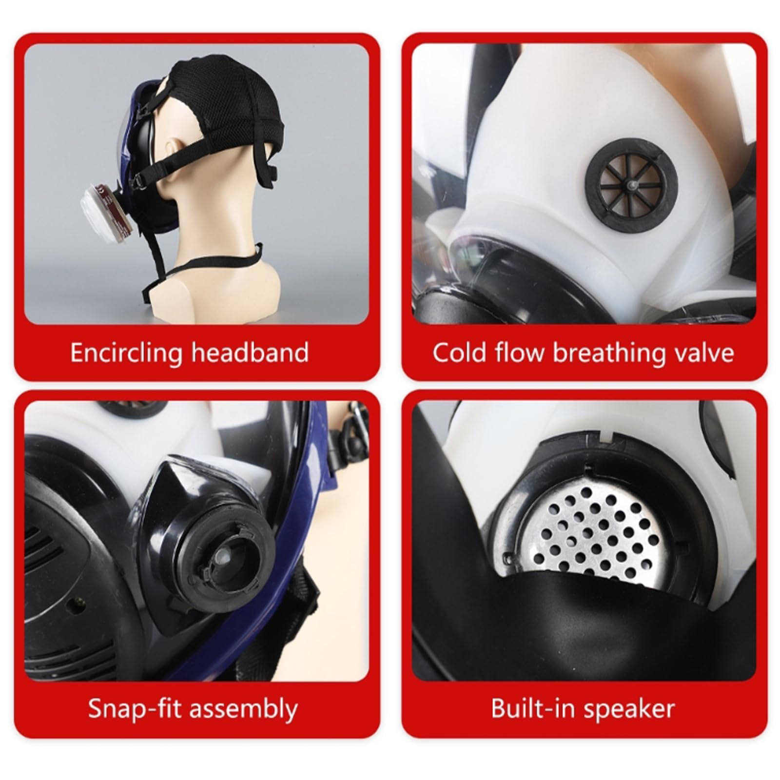 Masque de protection intégral avec boîte filtrante et coton adapté à la sécurité industrielle et à la prévention de la poussière Confort de longue durée Conception ergonomique