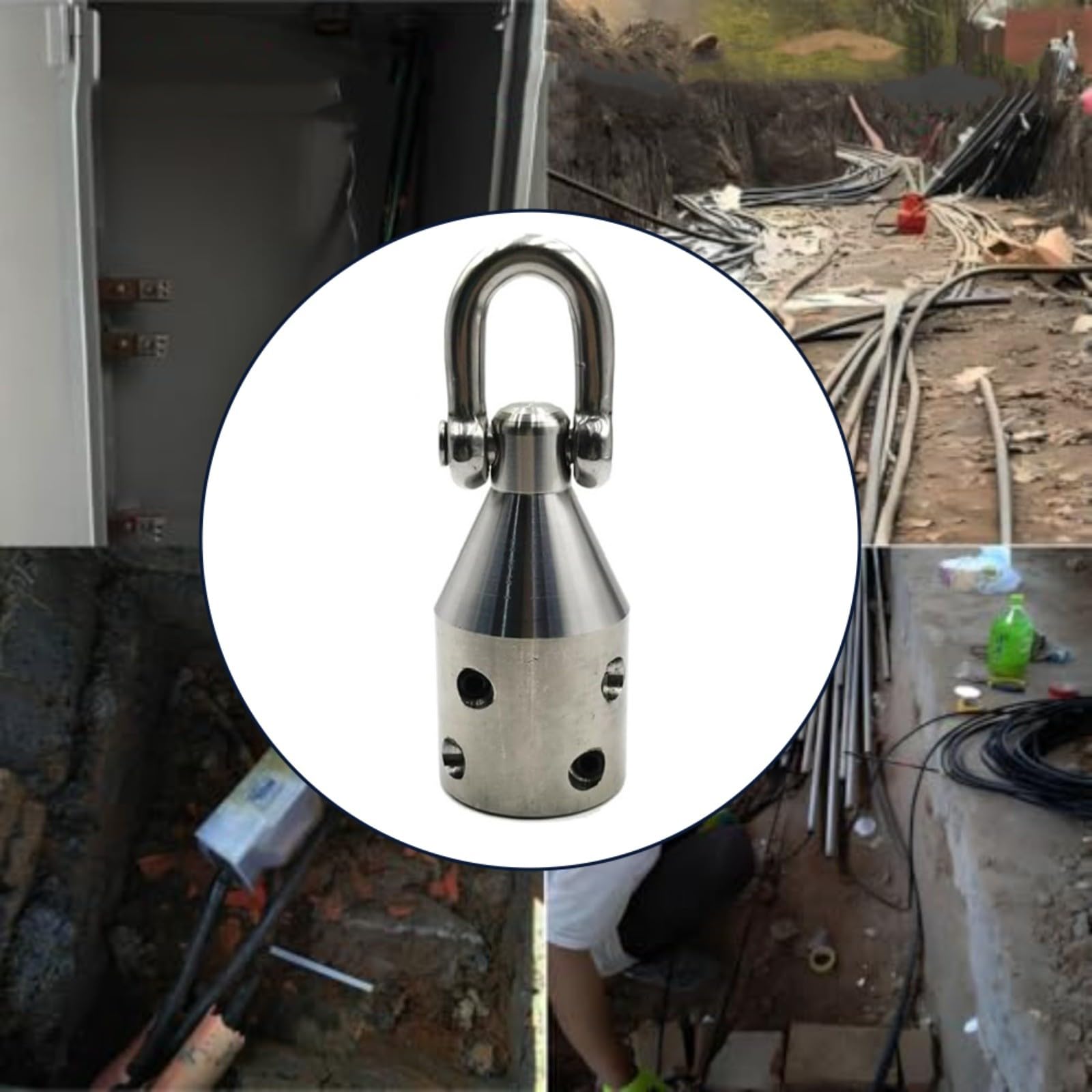 Accessorio per estrattori per cavi pesanti, forza di trazione di 1814,4 kg, strumento in acciaio inossidabile e filo in lega per conduttori da 30-350 AWG, attrezzatura per elettricisti facile e