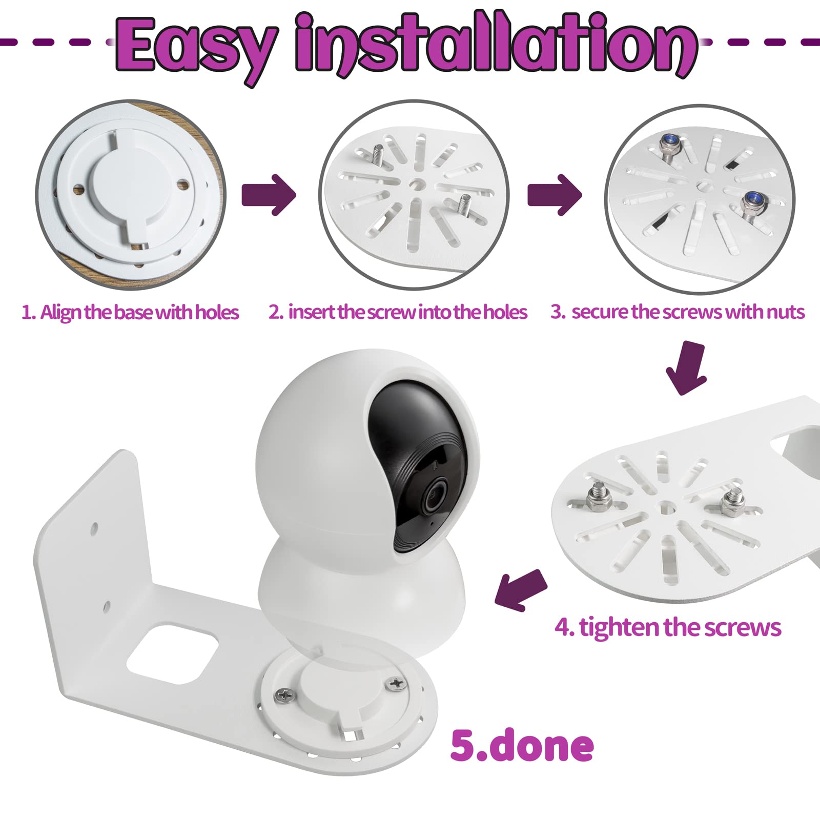 sciuU Soporte de Pared / Techos compatible con TP-Link Tapo Cámara Vigilancia, Placa de Metal Engrosado, Metálico Accesorios Soporte para Cámara Vigilancia Interior