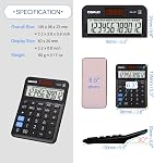 Pocket Small Size Desk Calculator, 12 Digit Large LCD Display, Basic Tax Function Handheld Desktop Calculator with Solar Battery Dual Power, Perfect for Office, School, Business OS-12T (Black)