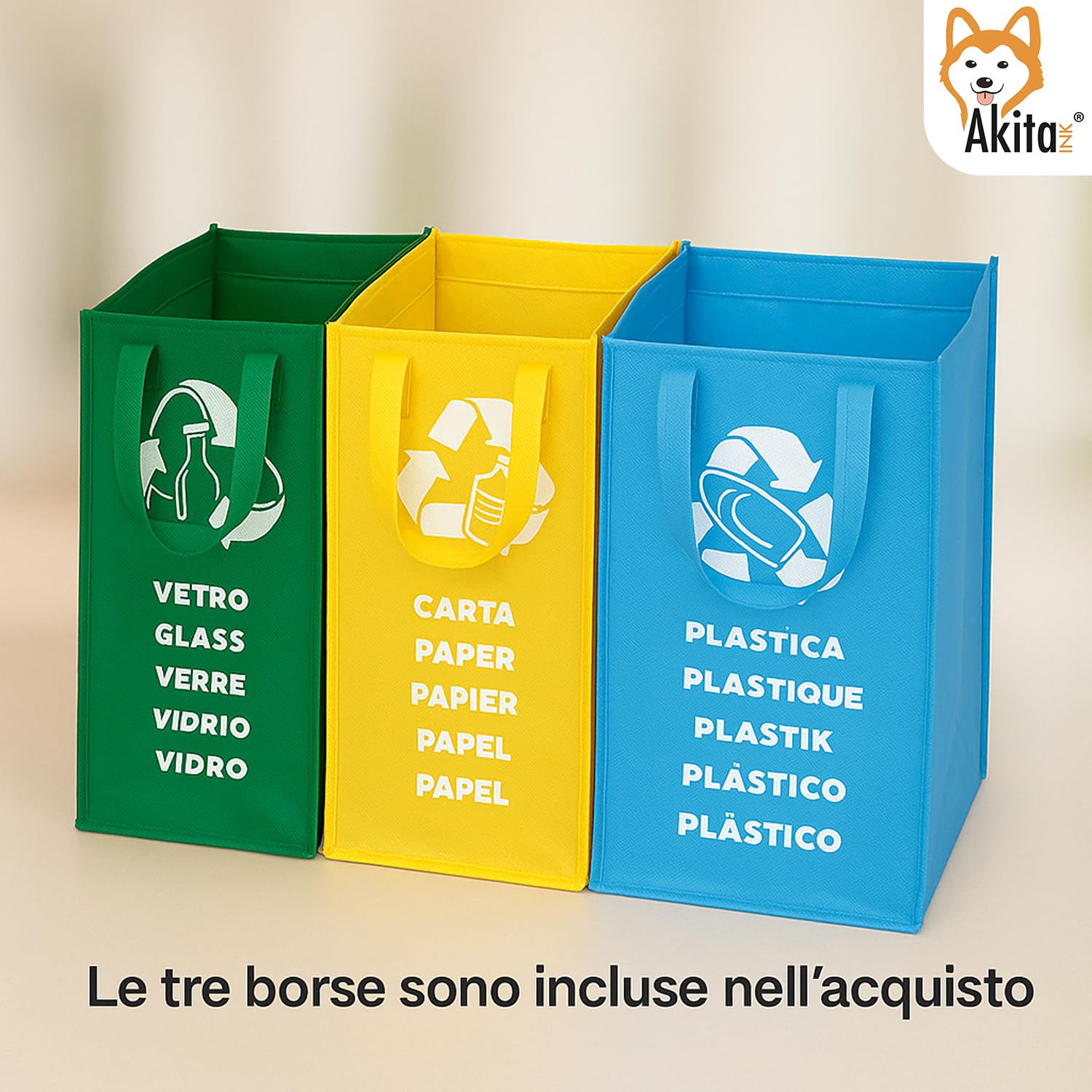 Armadio Basso 2 Ante per Raccolta Differenziata 68x39,5x85 cm AKITAINK – Mobile in Plastica con Ripiano, Resistente e Pratico per Casa, Garage e Giardino
