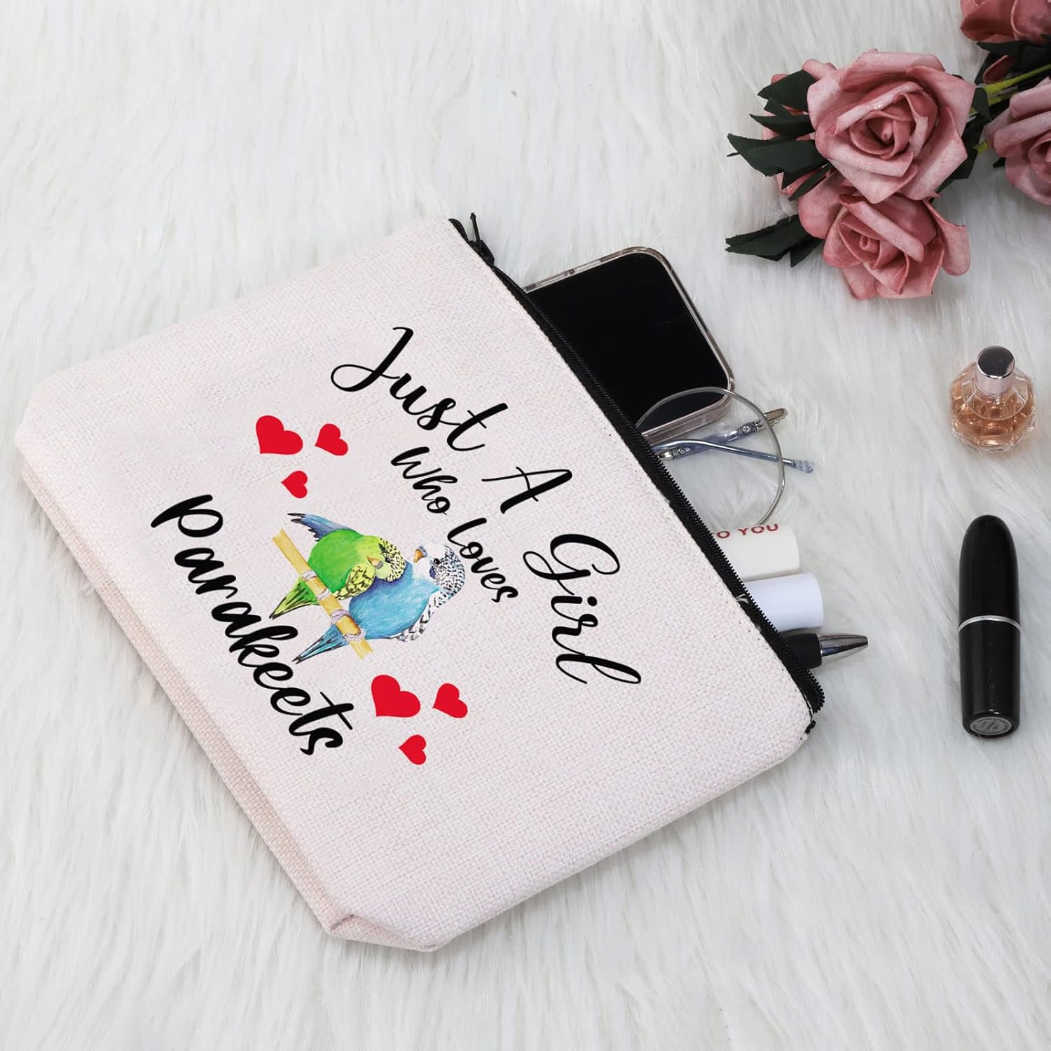 G2TUP Parakeets Gift Who Loves Parakeets Makeup Bag Parakeets Lover Cosmetic Bag Bird Birding Gift Bird Watching Birdwatcher Zipper Travel Bag (Who Loves Parakeets MB) - Image 4