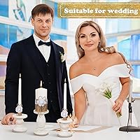 Vista 5 de Zhehao Juego de 3 velas Unity con soporte para ceremonia de boda, accesorios rústicos para ceremonia de recepción, portavelas decorativo de granja