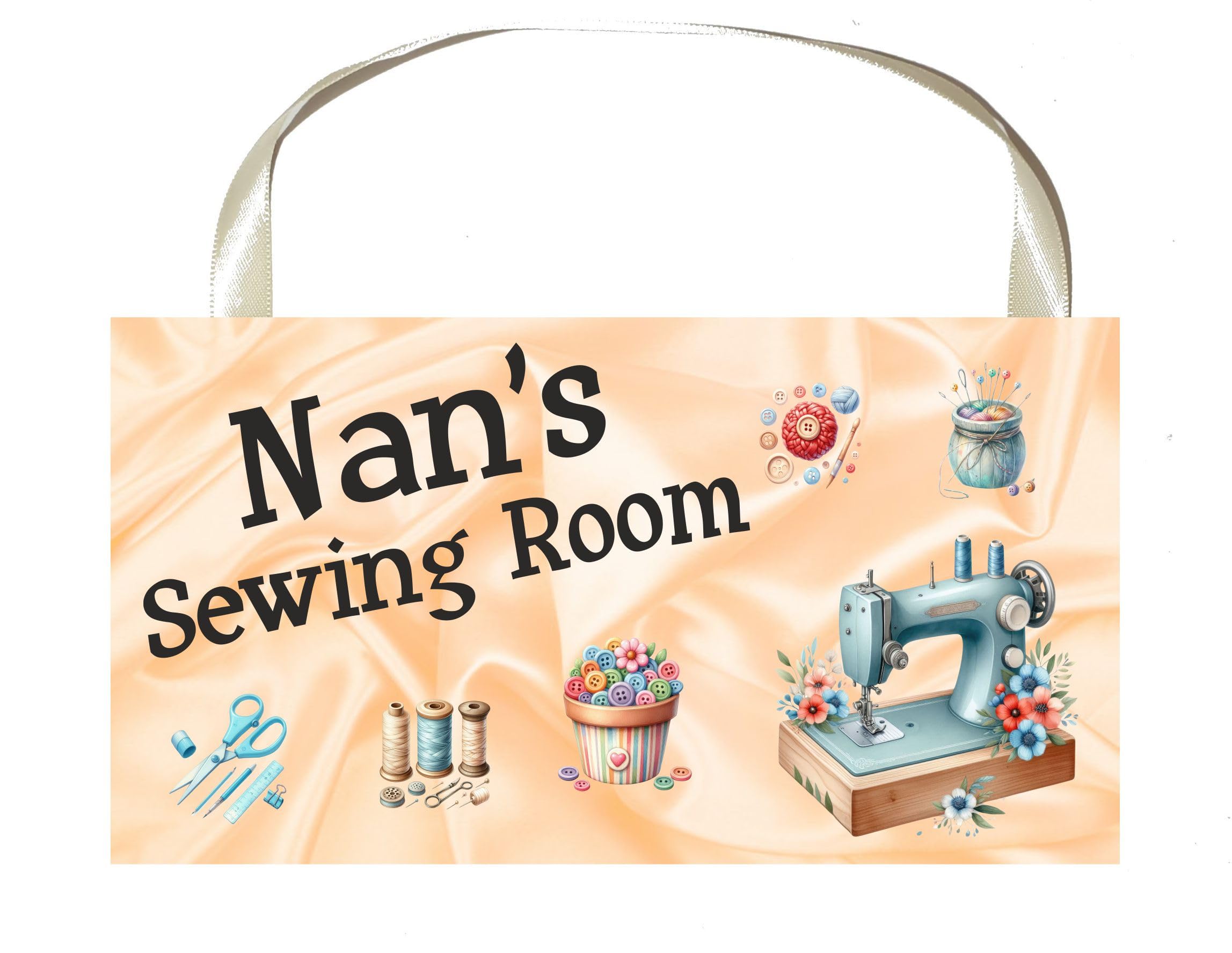 Fun Nan Sewing Room Sign - Personalised plaque Gift for Her - Sewing Machine Craft Knitting – Novelty Birthday gift Present