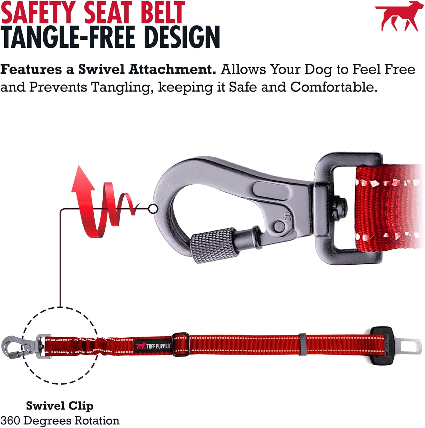 Tuff Pupper Escape Proof Dog Harness & Seat Belt Bundle | Adjustable No-Pull Harness with Lift Handle & Reflective Trim | Shock-Absorbing Dog Seatbelt with Locking Carabiner for Car Safety