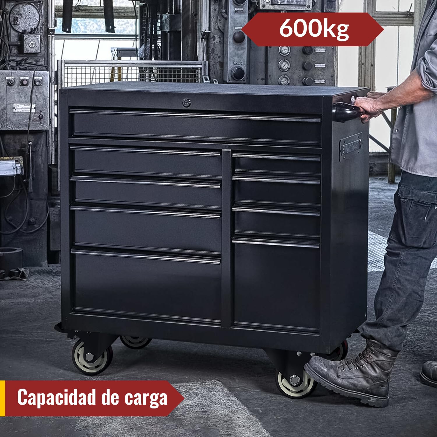 Ruedas Giratorias 100 mm - Ruedas para muebles pesados - Capacidad máxima de carga 600 kg (2 con freno y 2 sin freno)