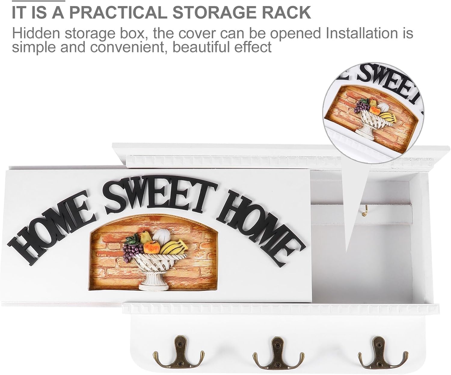 Alasum Retro Wall-Mounted Coat Hooks and Key Rack, Rustic Wooden Entryway Organizer with Sturdy Hooks for Home Storage and Hanging Accessories