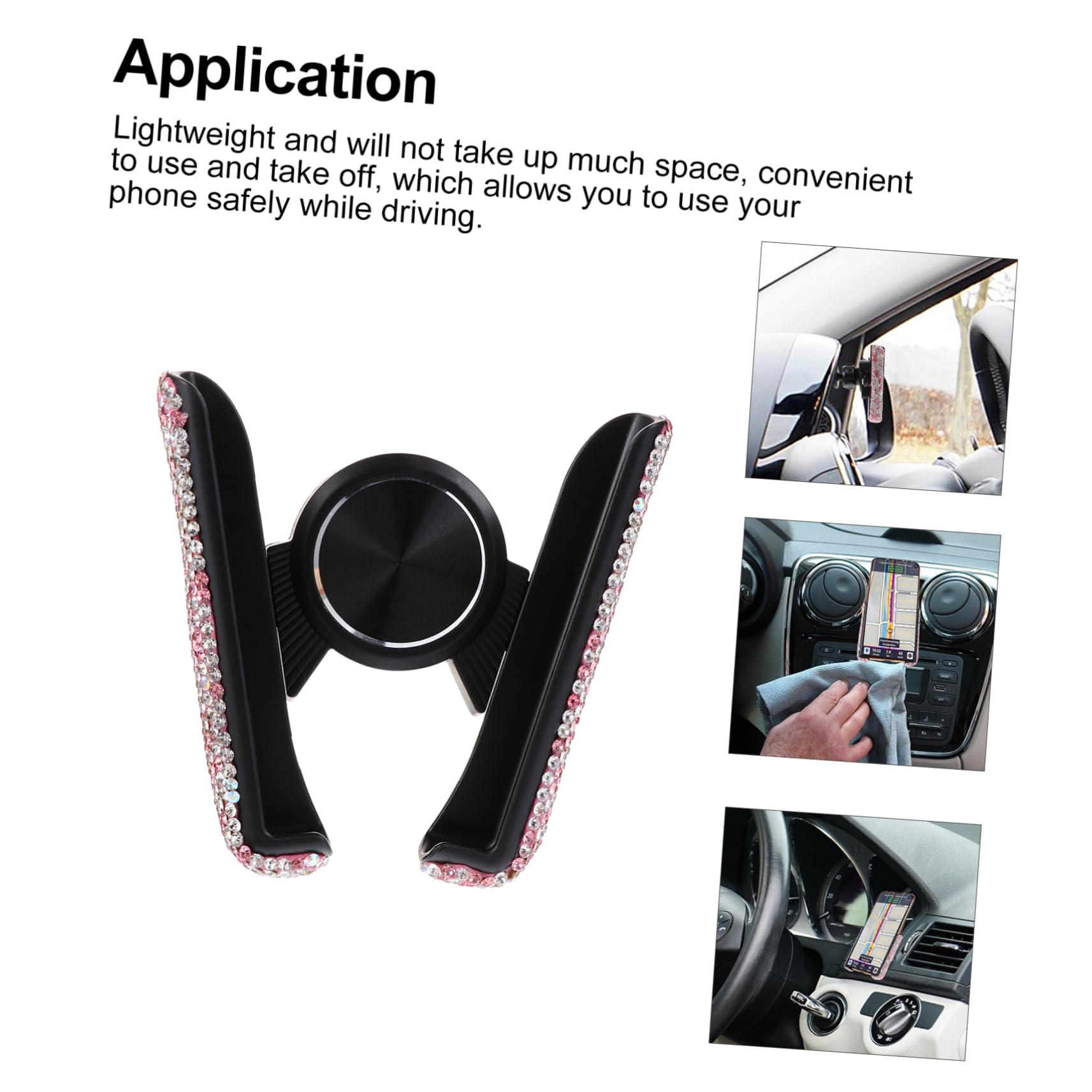 Hemobllo 3pezzi Supporto Per Telefono Da Auto Con Cristalli Strass Supporto Per Ventilazione Auto Facile Da Installare e Utilizzare Compatibile Con Smartphone Design Elegante e Funzionale