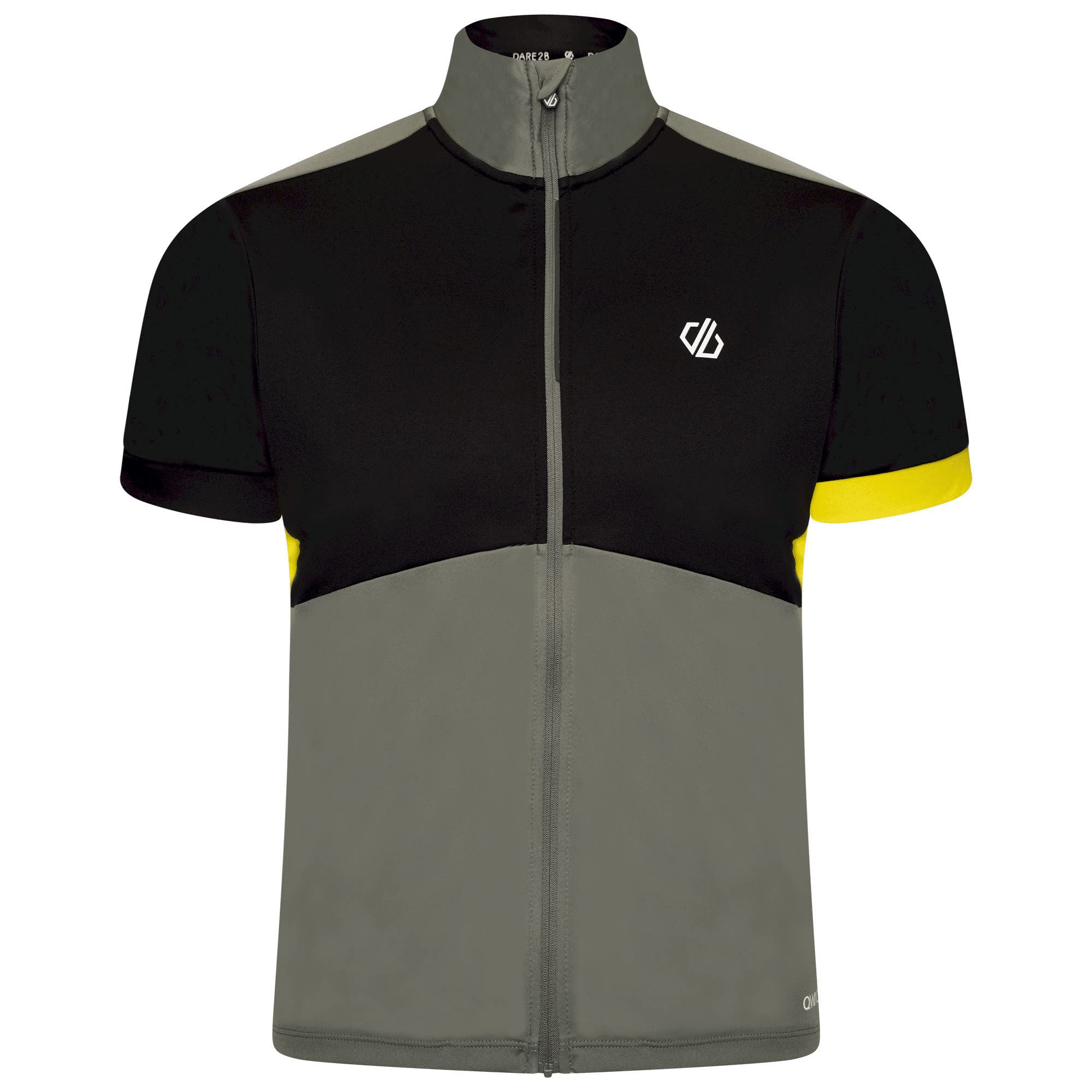 Dare2b Protraction II Jersey Mens Cycling T-Shirt Q-WIC Plus Lightweight Fabric with Odour Repellent and Reflective Print Details - Full Venting Zip- Sport t-Shirt