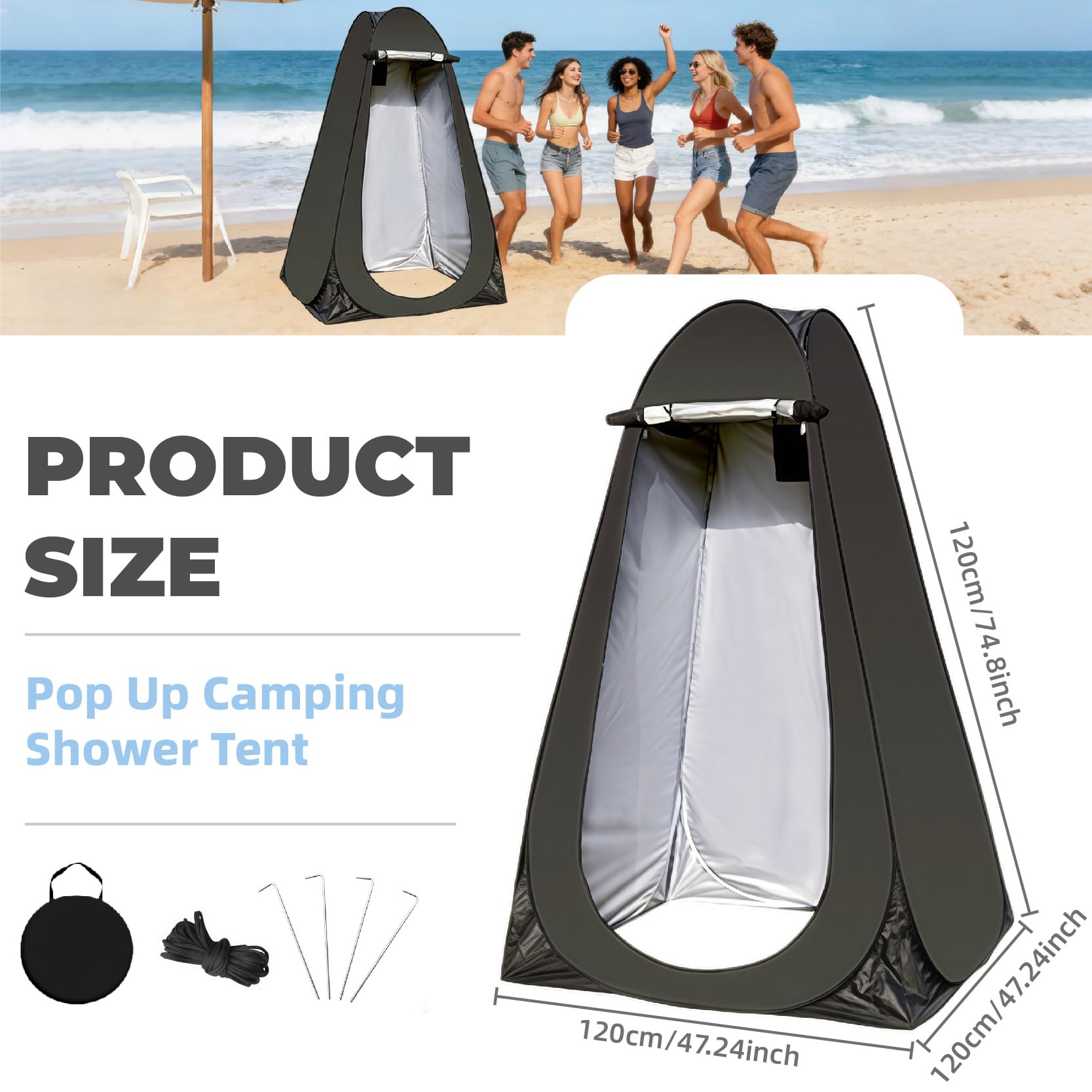 Pop-Up-Camping-Duschzelt, tragbares Toiletten-Sichtschutzzelt für Camping, Duschzelte zum Umziehen im Freien und Camping, ideal zum Angeln, Strand, Picknick