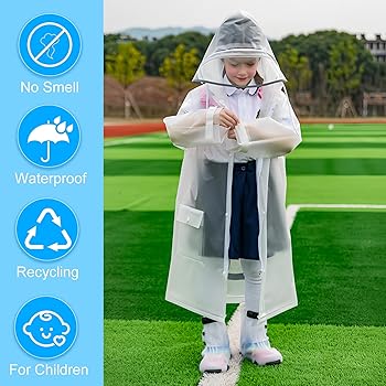 Cape De Pluie Enfant Imperméable - Légère Et Polyvalente - Capuche Intégrée - Pour Activités Extérieures, école, Randonnée