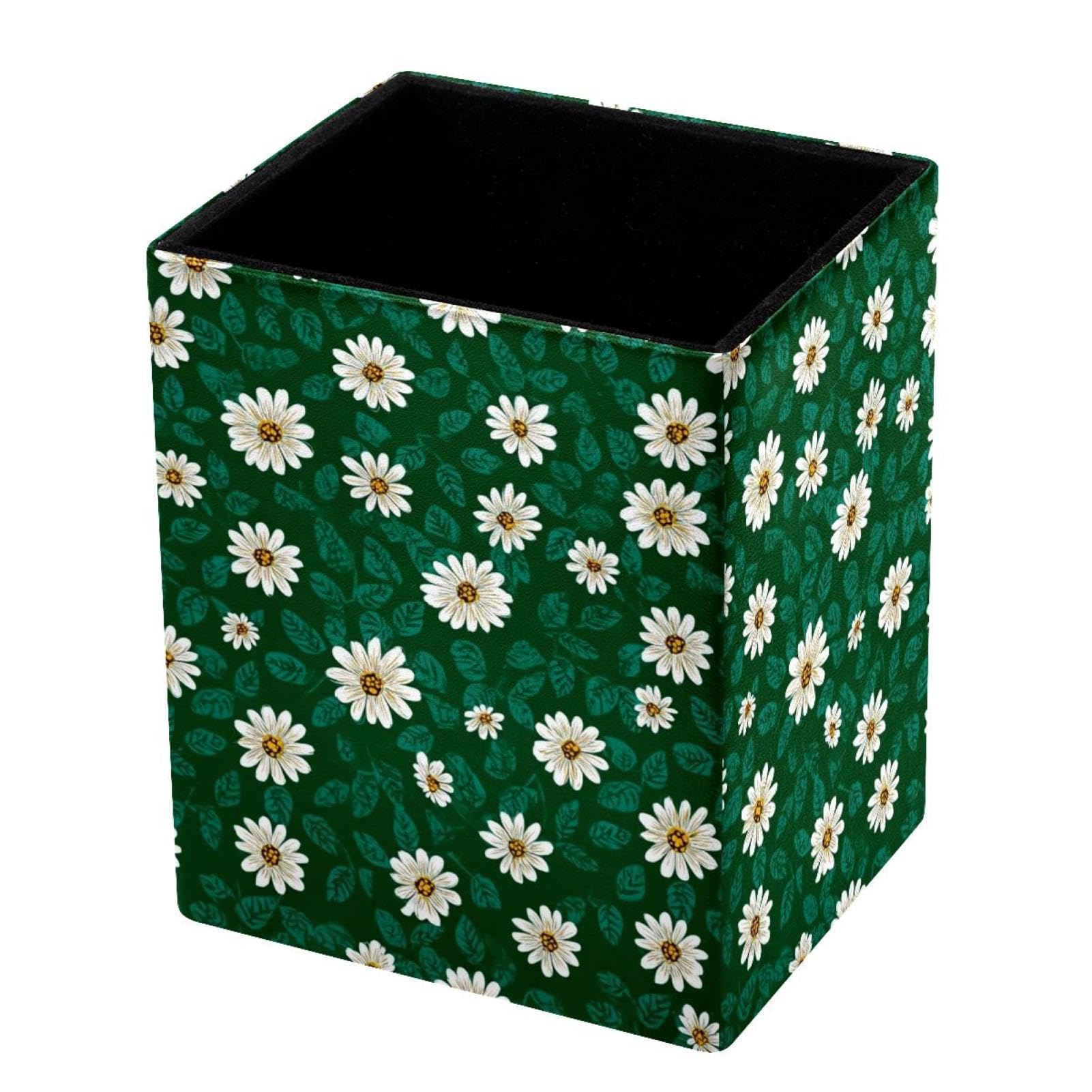 VAPOKF Pencil Holders for Desk, Daisy Printed Pen Holders Pen Pot Makeup Brushes Storage Desktop Stationery Supplies Organiser for Home Office