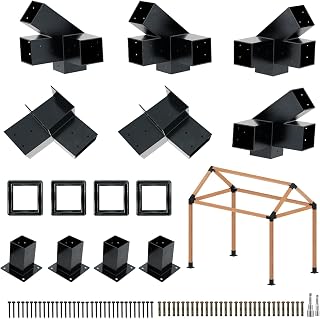 6 PCS Iron Pergola Brackets with 4 Post Bases & Covers