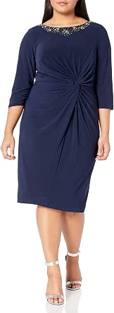 Alex Evenings Women's Long Floral Dress With Knot Front Detail & Flutter Sleeves