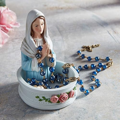 Miniatura 4 de Estatua de soporte para rosario de Madonna religiosa, decoración católica para el hogar, 5 pulgadas