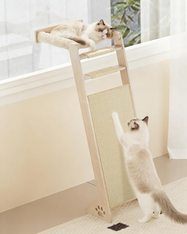 Arranhador para Gatos MeowHomm com Escada, Rede e Superfície de Sisal, 5 Níveis