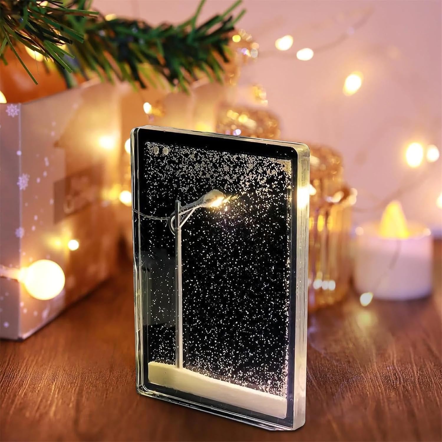 Magic Snow Lamp, Street Light Snow Globe, DIY Snow Tales Lamp with Bench, Night Street Lamp Christmas Snow Scene Light DIY Materials, Snowtales Lamp for Romantic Gifts for Girlfriend (1) - Image 3