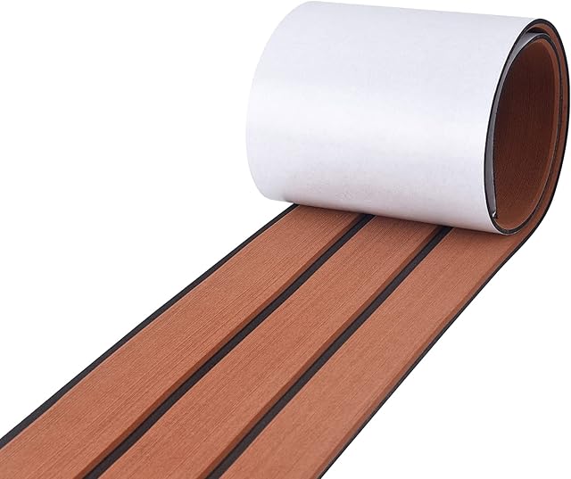 SenMore Boat Flooring Teak EVA Foam Faux Self-adhesive Non-slip Teak Decorative Board, Used for Yacht Kayak Sailing RV Marine floor Mat