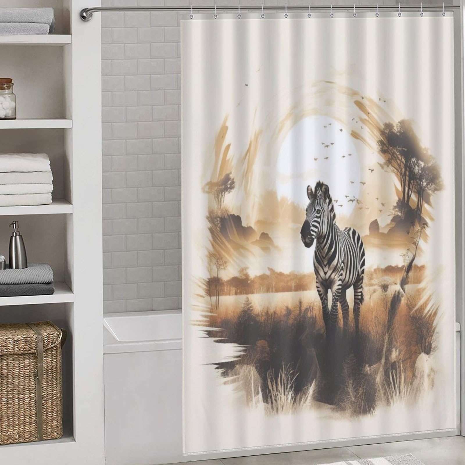 Rideau de douche zèbre lavable pour transformer votre rituel bien-être matinal