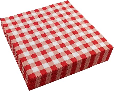 40 Pcs Red Gingham Napkins Christmas Napkin Paper Gingham Tableware Red and White Buffalo Plaid Napkins for Birthday Party Baby Shower