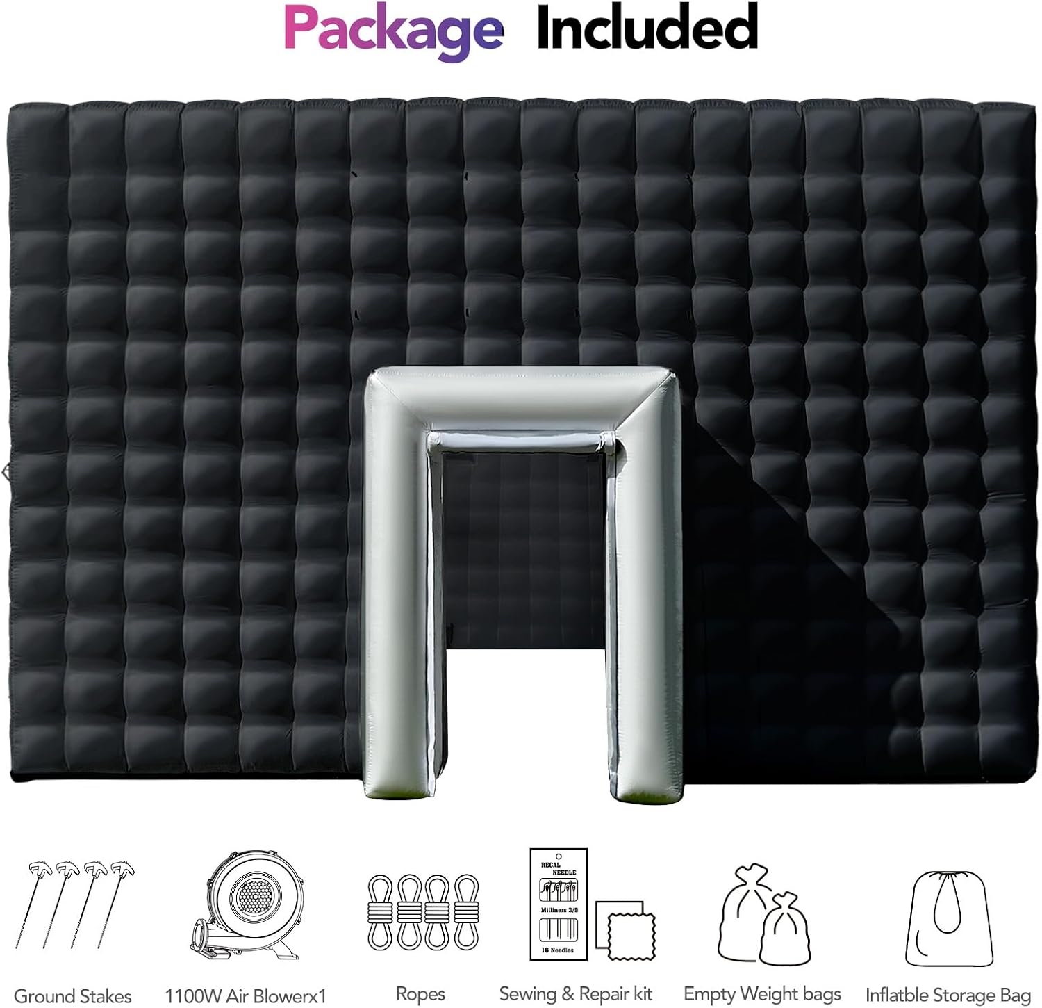 Giant 30x20x13' Inflatable Nightclub with Blower, Inflatable Outdoor Party Tent for Parties, Corporate Events, Festivals, and Special Gatherings - Black