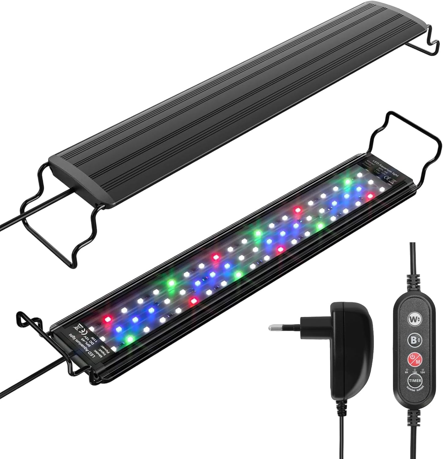 DEWEL Aquariumlampe, LED-Beleuchtung für Süßwasserfische und -pflanzen, 3 Beleuchtungsmodi, 10 Helligkeitsstufen, Timer 6/10/12/24h, mit ausziehbarem Ständer für 45–60 cm große Aquarien DEWEL Aquariumlampe, LED-Beleuchtung für Süßwasserfische und -pflanzen, 3 Beleuchtungsmodi, 10 Helligkeitsstufen, Timer 6/10/12/24h, mit ausziehbarem Ständer für 45–60 cm große Aquarien