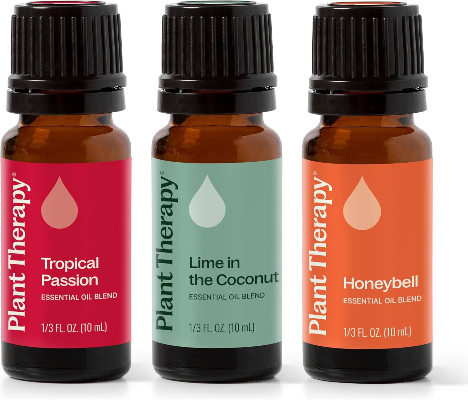 Plant Therapy Tropical Scents Home Set of 3 Essential Oil Blends Including Natural Scents to Scent Your Home with Honeybell, Lime in The Coconut & Tropical Passion 10 mL (1/3 oz) Each