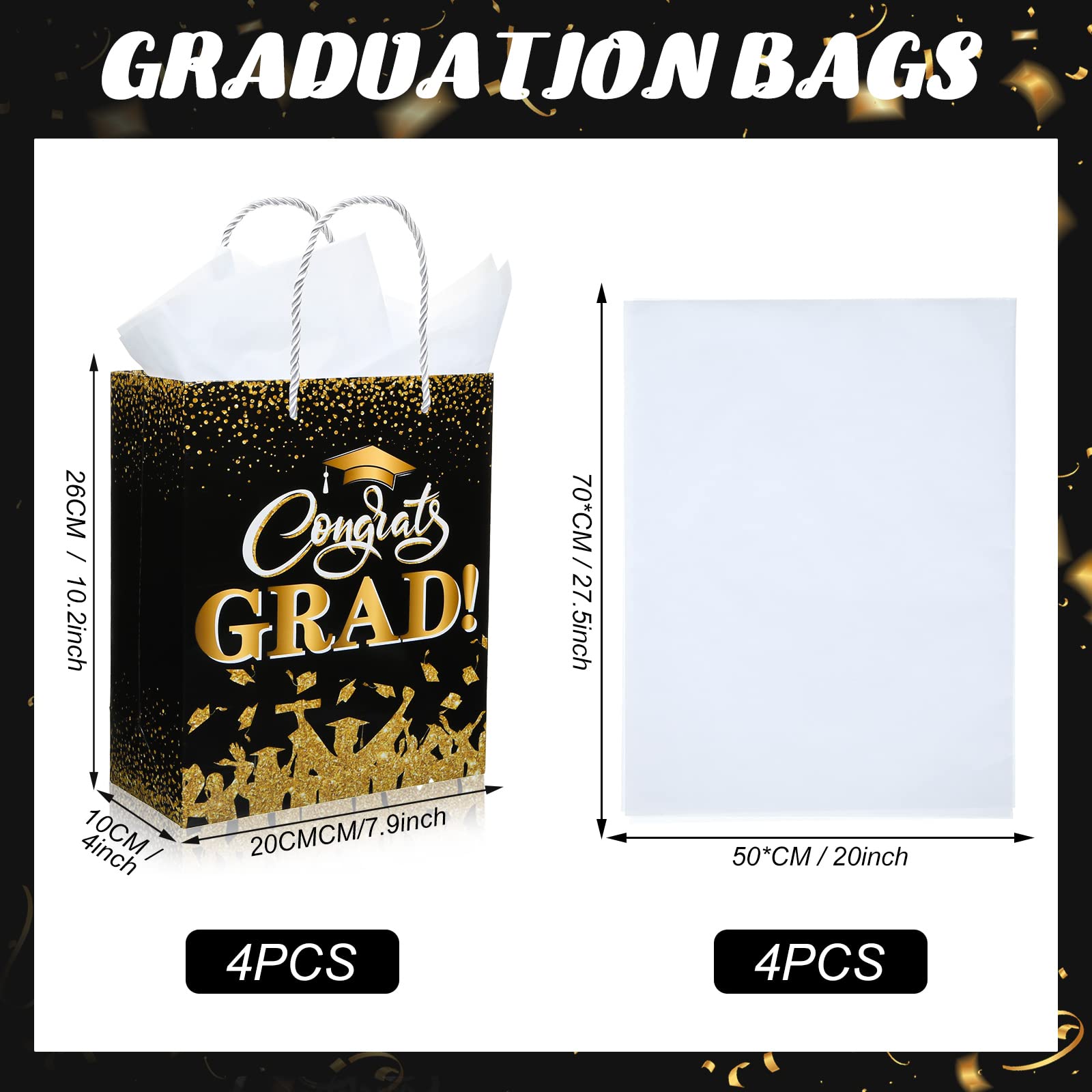 WhatSign Kindergarten Graduation Gift Bags - 11.5\" Paper Gift Bags With Handles & Tissue, Congrats 2023 - View #8