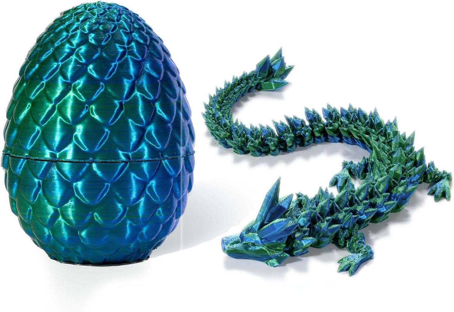 3D Printed Dragon Eggs with Articulated Dragon Toys – Unique Crystal Drago-n Gifts for Christmas, Birthdays, Home & Office Decor-(Green)