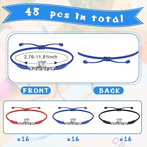 Miniatura 2 de Sureio 48 Pcs Sports Gifts Bulk Sports Ball Bracelet Team Gifts Rope Braided Charm Bracelet Sport Birthday Party Favors for Girls Boys Kids
