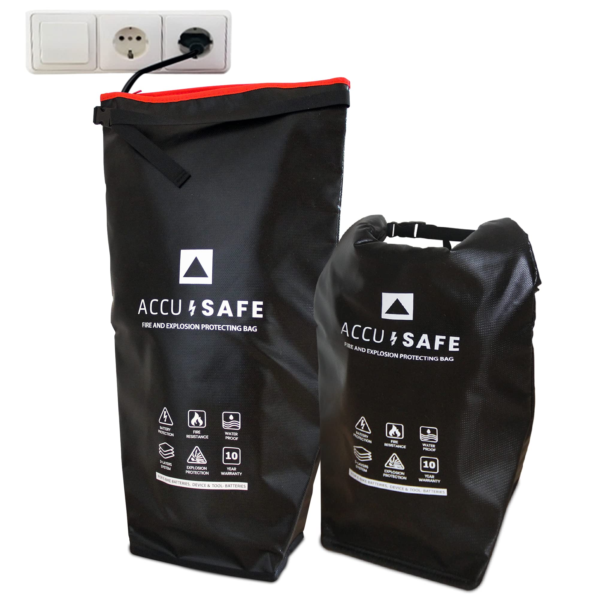 Accu Safe XL - Bolsa para batería ignífuga para Ebikes & Co para carga, transporte y almacenamiento | bolsa de protección contra incendios de alta calidad para objetos de valor | 600 x