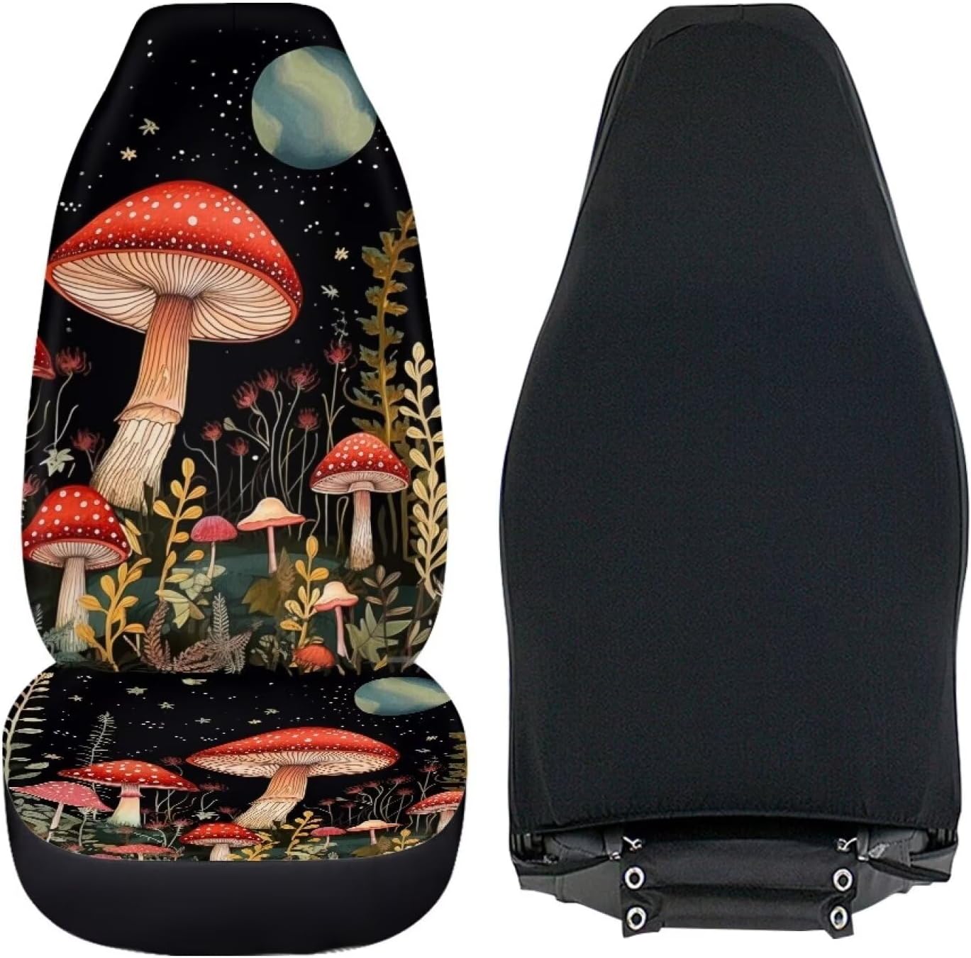 DISNIMO Moon Seat Covers for Cars Mushroom Car Accessories Girly Cute Bucket Seat Covers Front Vehicle Seat Protector Car Mat Covers Interior Univeral Fit Most Car SUV Truck