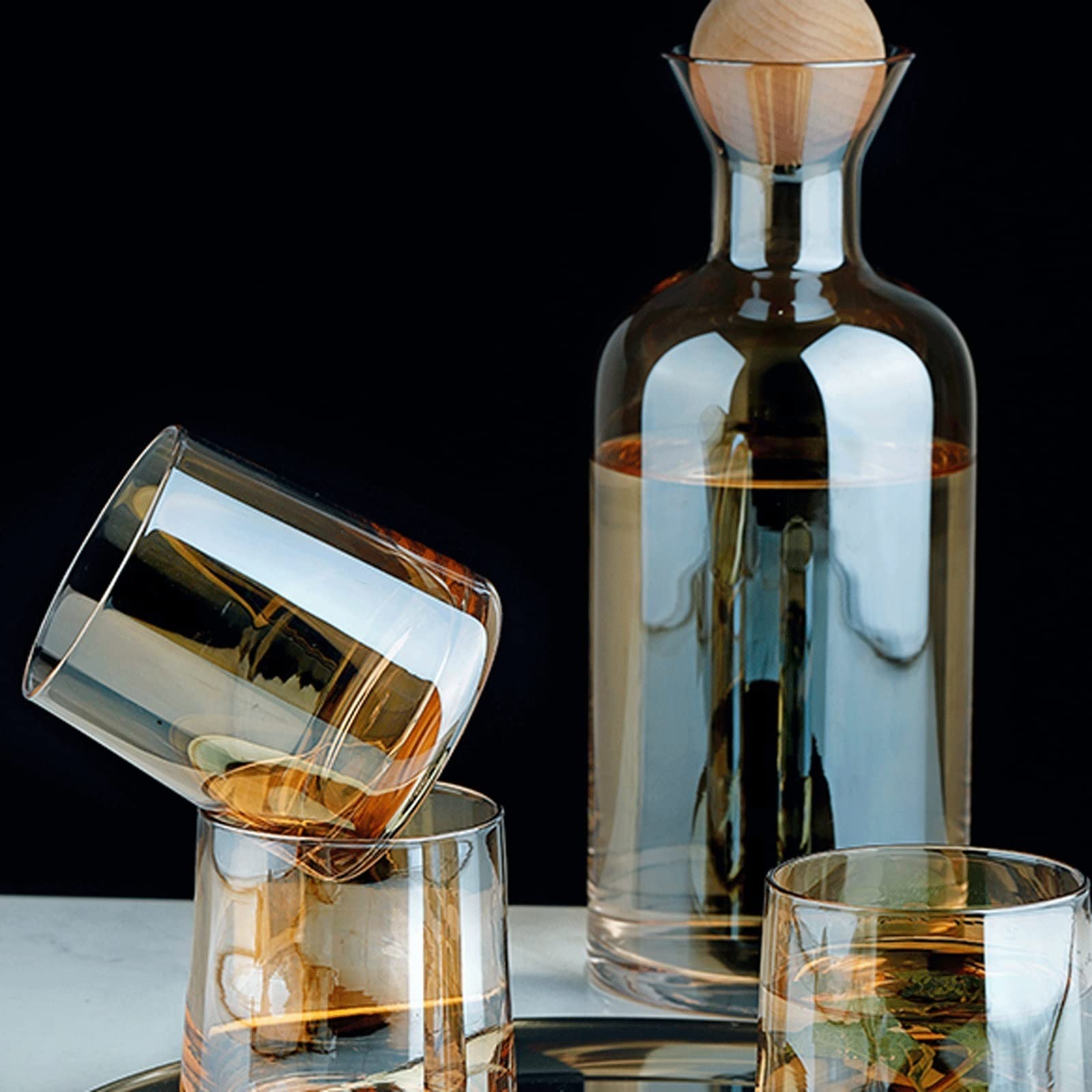 Vaso para Beber Conjunto de Taza de Vidrio de Colores de 6 ooz Jugo Leche té Desayuno Bebida Bebida Whisky cristalería hogar Libre de Plomo Juego Vasos de Cristal(A)