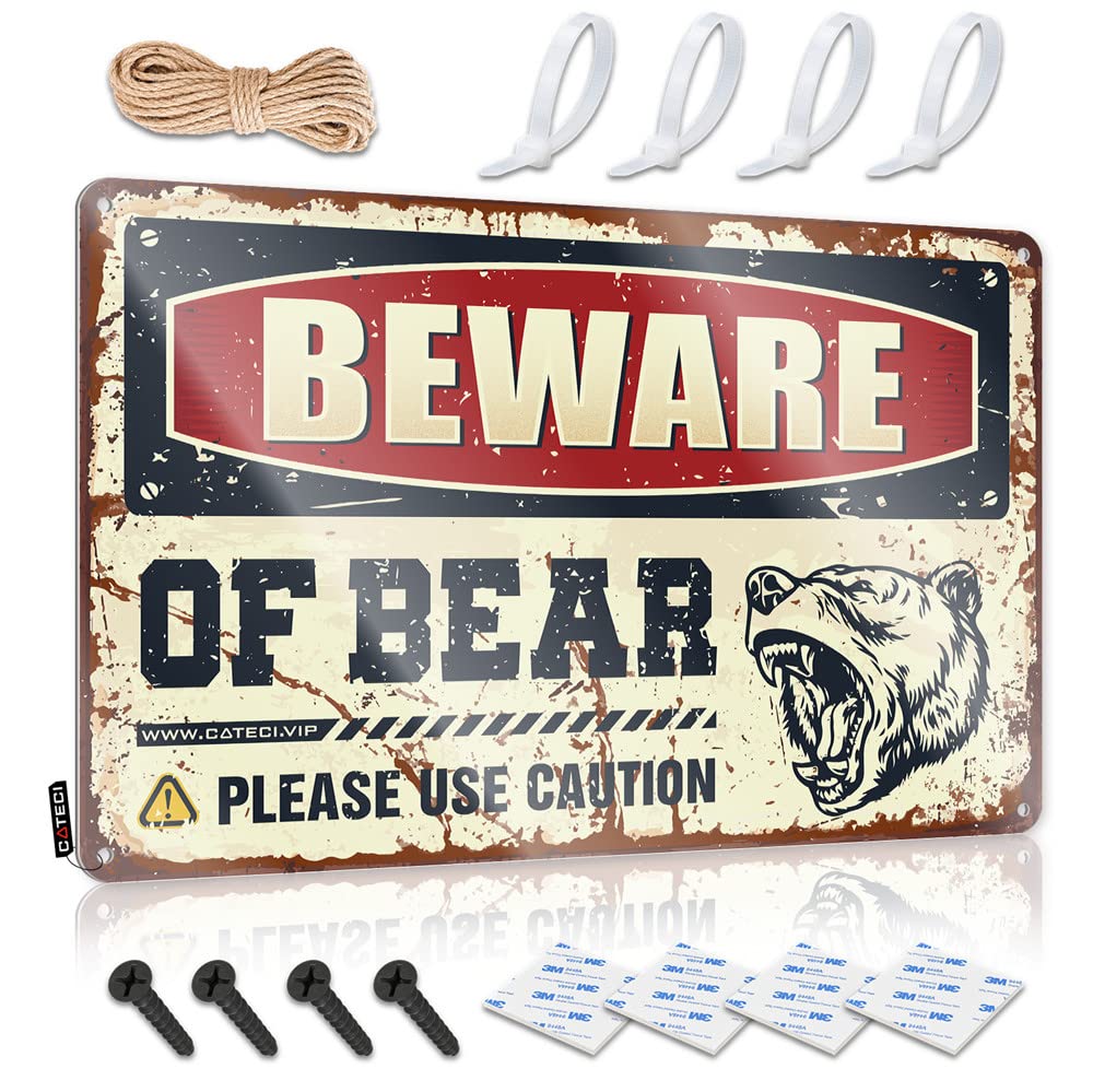 HELIOFORGE Metal Signs For Man Cave Bear Warning Sign Coffee Sign Decor Metal Signs For Outside Home Dec(30X40CM)