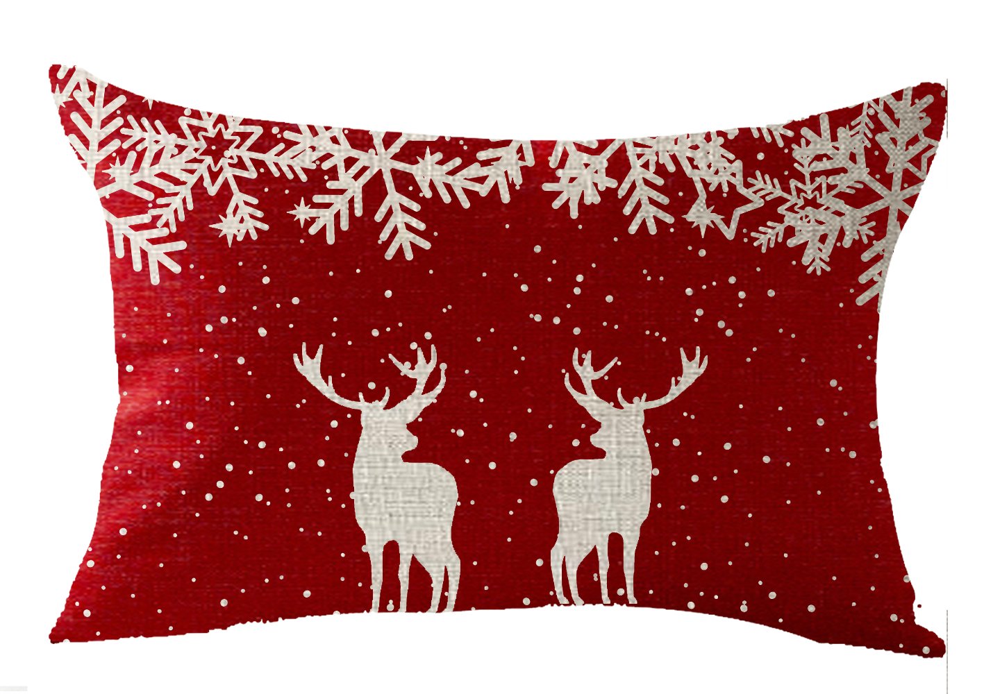 FELENIW Happy Winter Snowflake Animal Moose elk Throw Pillow Cover Cushion Case Cotton Linen Material Decorative 12x20inches