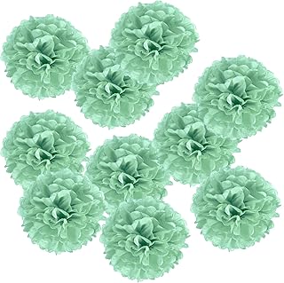 PATIKIL 4" Tissue Pom Poms Flowers, 10 Pack Paper Flower Ball for Wedding Bridal Shower Birthday Bachelorette Party Backdrop Decoration, Mint Green