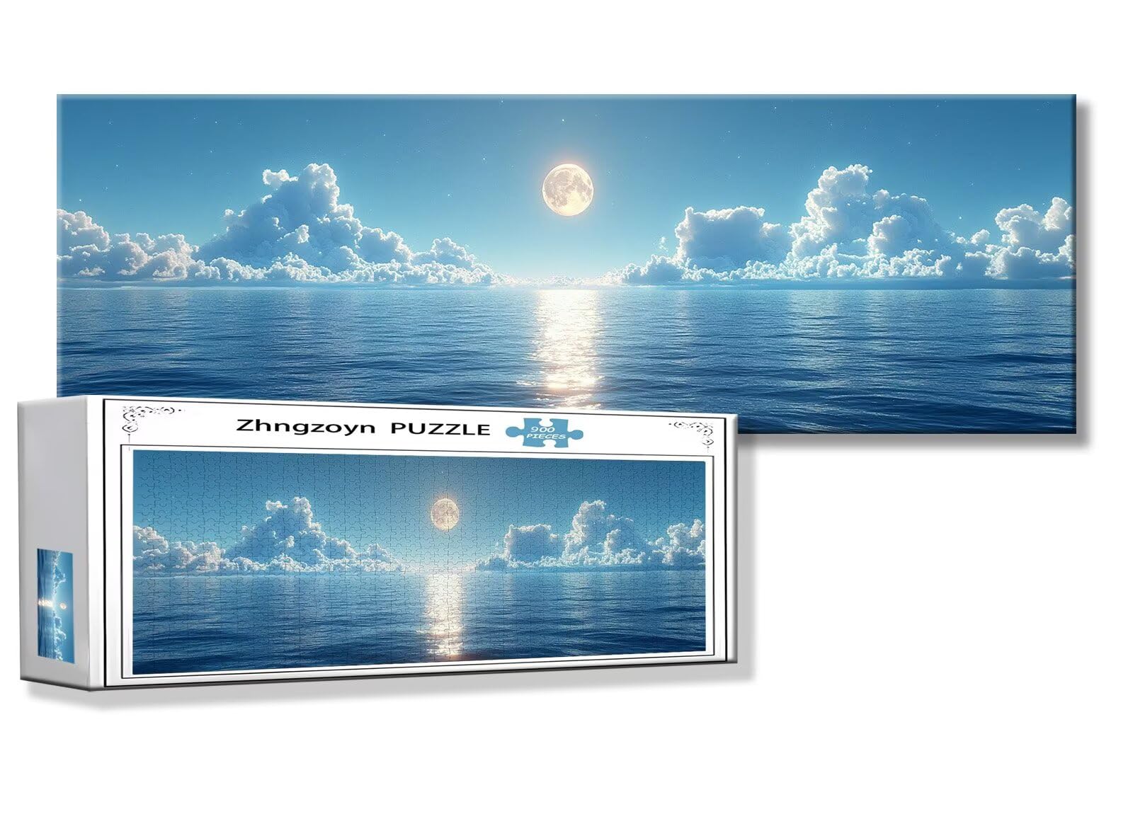 Puzzle Nuage 900 Pieces Océan Puzzle Adultes 87 x 34 cm DIY Difficile Classiques Jigsaw Panoramique, Adulte Jeu éducatif, Bois Jigsaw Art Impossible Famille Challenge, Cadeau pour Homme et Femme T-2