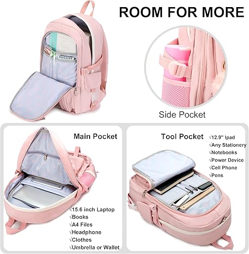 Miniatura 2 de Mochilas para niñas, mochila para laptop de 15.6 pulgadas, mochila escolar linda universidad, grandes bolsas de viaje para adolescentes, mujeres,