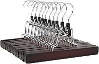 Amazon Basics Cherry Wood Pants Hangers, 10-Pack - Durable Closet Organizers for Wrinkle-Free Trousers, Jeans & Leggings