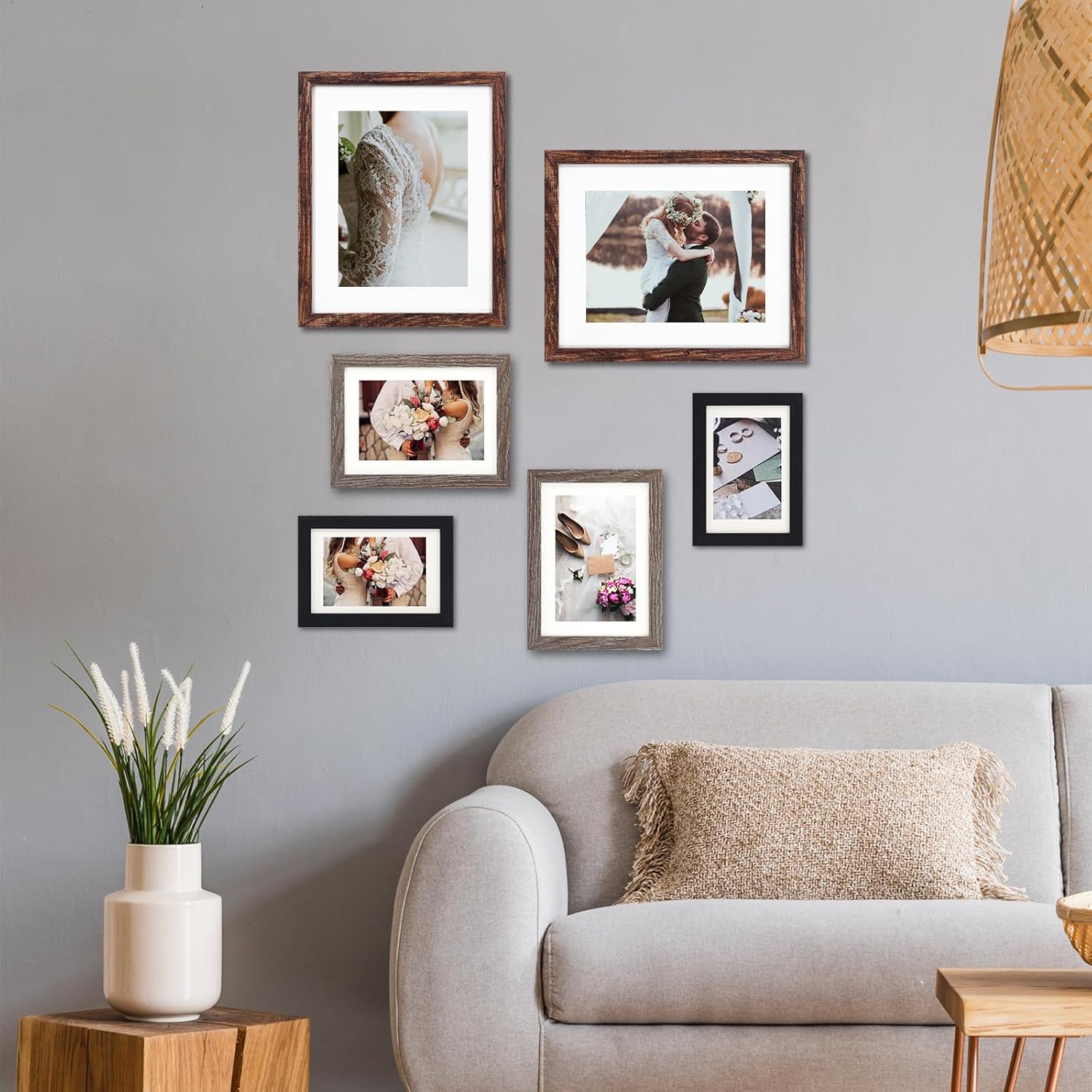 Fixwal Picture Frames Set, Gallery Wall Frame Set Picture Frames Collage 15 Pack for Wall or Tabletop with 8x10 5x7 4x6 Frames, Rustic Picture Frames in 3 Different Finishes - Image 6