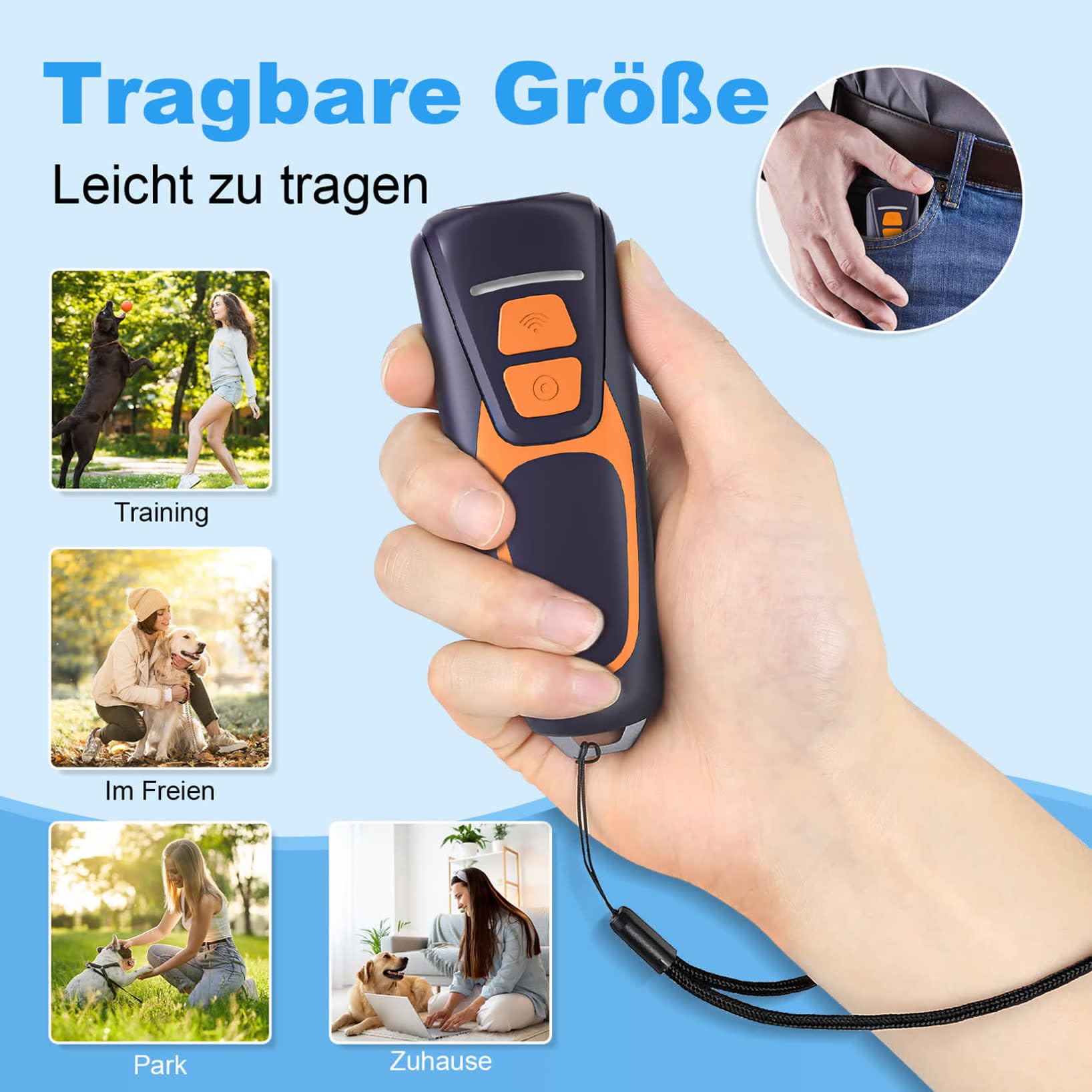 Anti-Bell-Gerät für Hunde, Ultraschall-Abschreckungsgerät gegen Hundebellen, Hunderindenstopper für Hunde, 15 m Reichweite, Wiederaufladbar Ultraschall-Bellstopper drinnen draußen