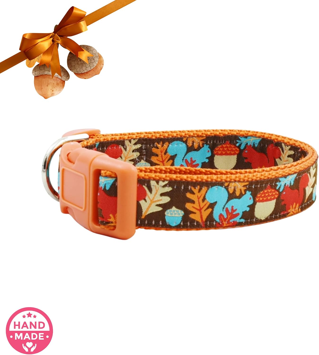 Handmade Jacquard Dog Collars (Autumn Acorn)